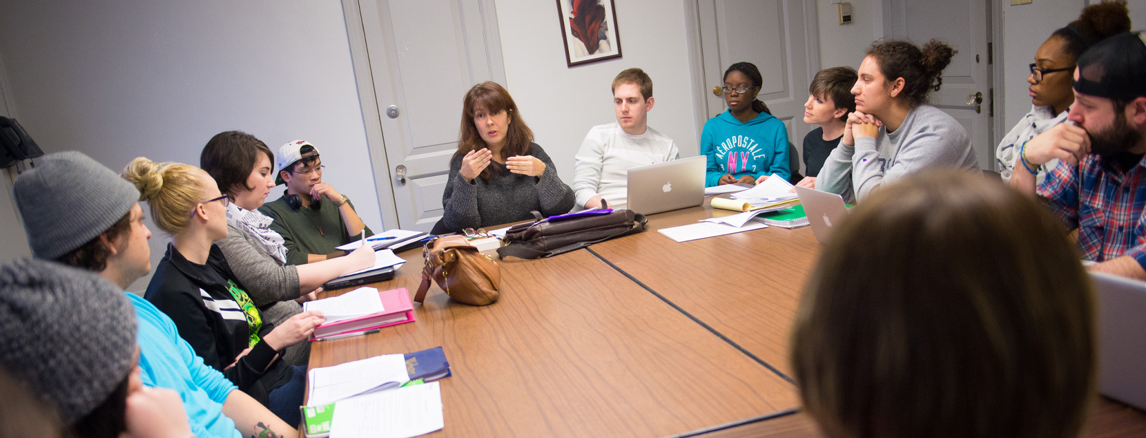 Classroom of students with professor lecturing